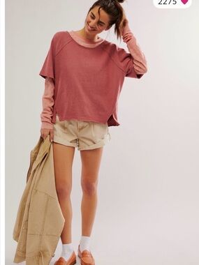 We The Free Twofer rose layered Knit Top